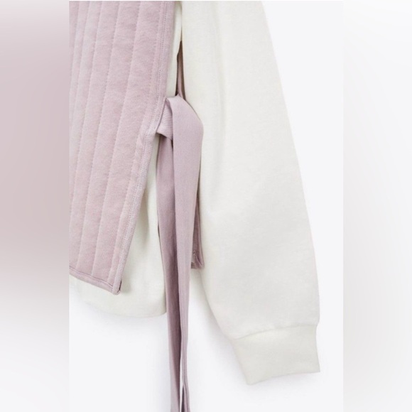 Zara Contrast Tied Sides Ivory Pink Sweatshirt Size larger - Picture 5 of 11